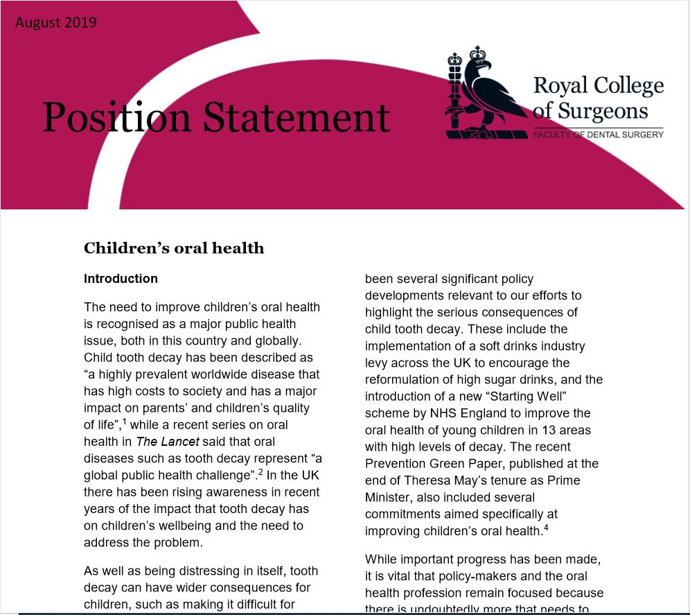 RCS FDS position on children's
